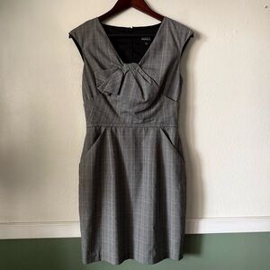 Adrianna Papell Gray Checkered Mini Dress with Front Twist
